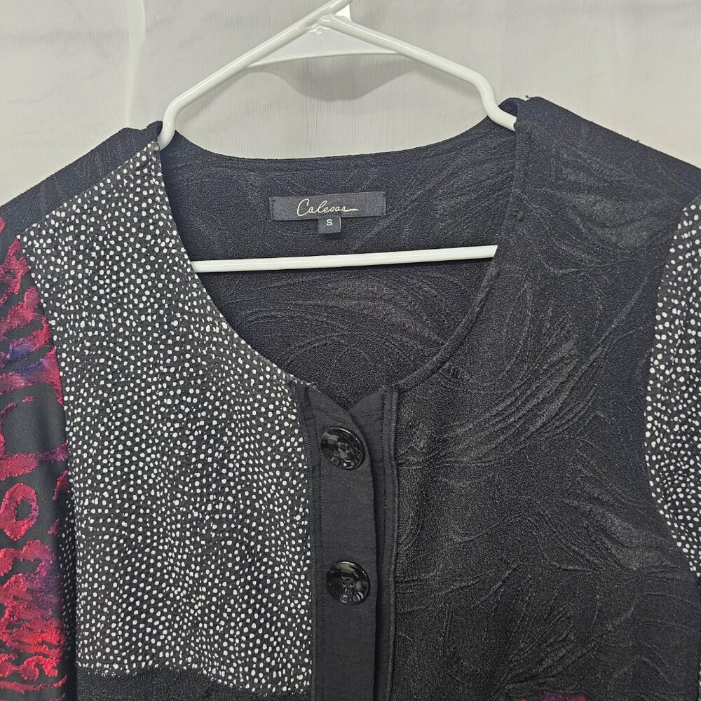 Calessa Jacket Black Patchwork Red Multimedia Art… - image 3